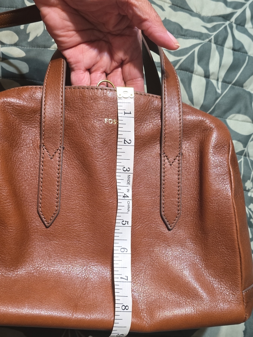 Fossil Cognac Leather Satchel with Adjustable Crossbody Strap - Picture 8 of 9